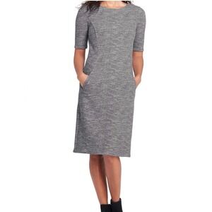 Lands' End Dress Sz 16 Short Sleeve Basic Pockets Career Classic Work Tweed